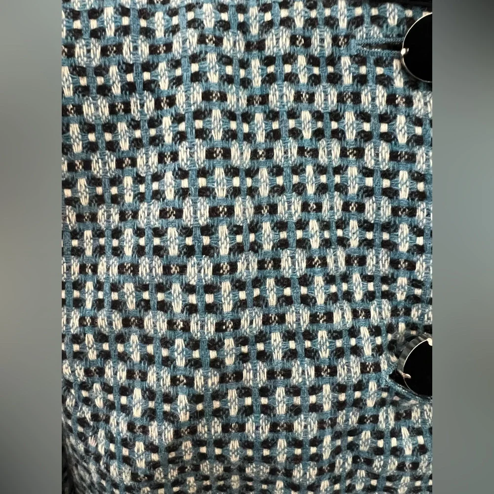 LN Jones New York signature jacket blazer suit tweed 8 Wool Velvet buttons Blue - Picture 4 of 10